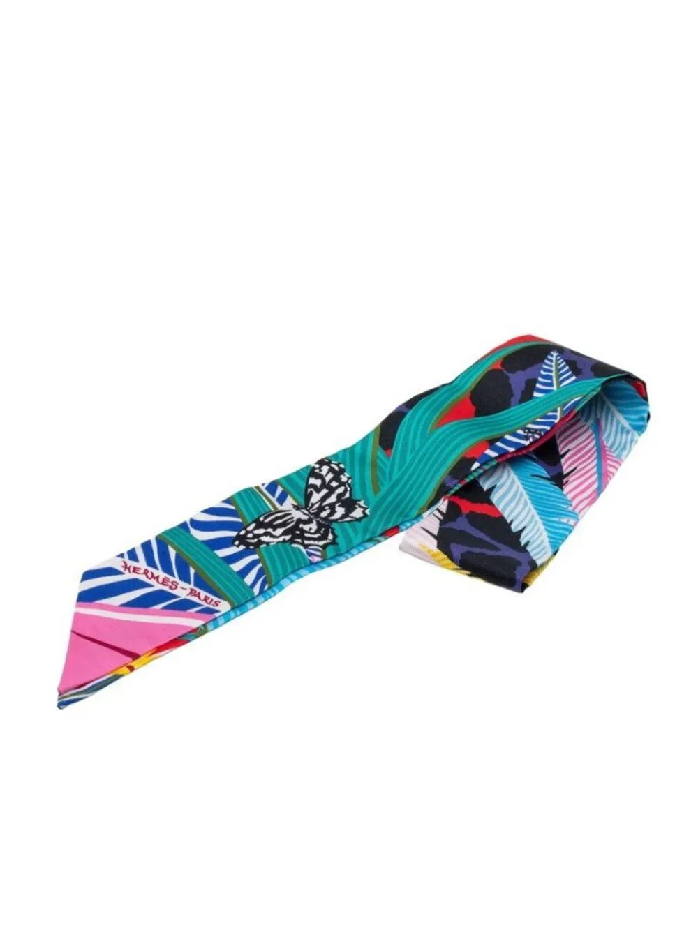 Hermes Twilly Jaguar Quetzal Scarf Multicolor Silk - Picture 1 of 5